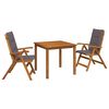 vidaXL Set de dining pentru grădină, 3 piese natural