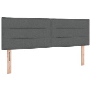 vidaXL Tăblie LED cu benzi LED cu headboard Gri &icirc;nchis 160 cm țesătură
