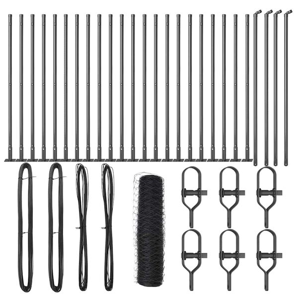 vidaXL &Icirc;ngrădire cu st&acirc;lpi Gri 0.5 x 50 m otel acoperit cu PVC