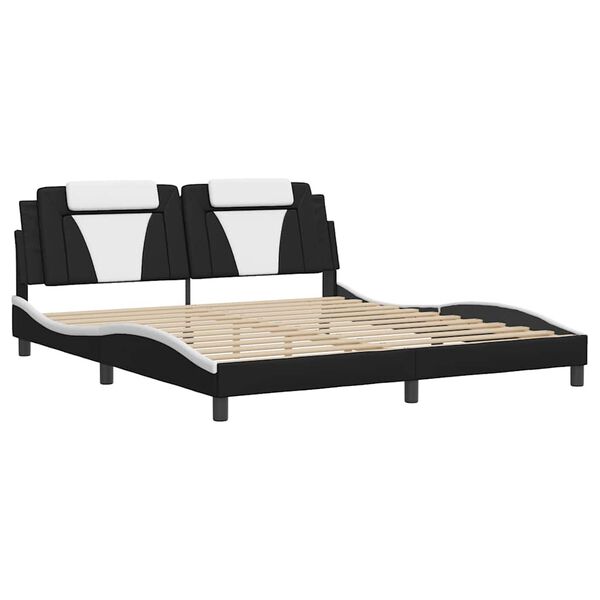 vidaXL Cadru de pat Viana fără saltea negru și alb 180x200cm piele artificială