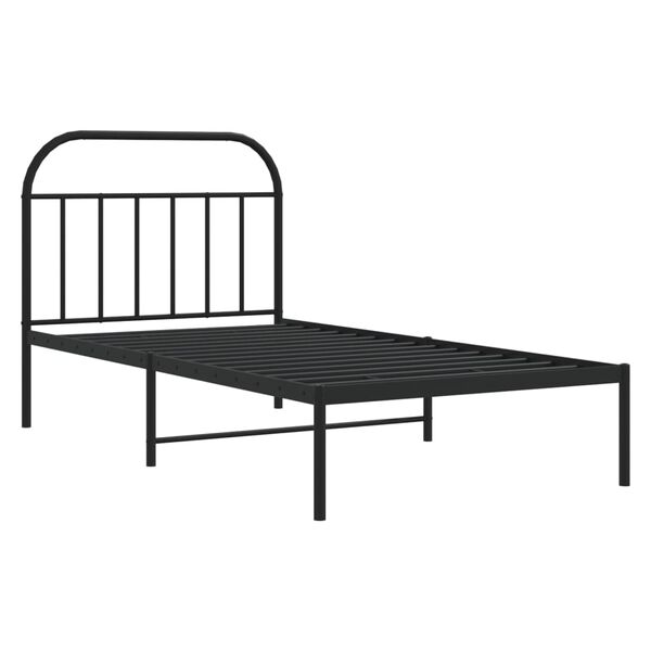 vidaXL Cadru de pat din metal cu tăblie, negru, 107x203 cm