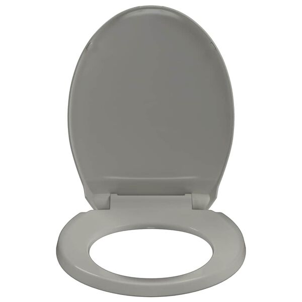 vidaXL Capac WC cu &icirc;nchidere silențioasă, eliberare rapidă, gri, oval