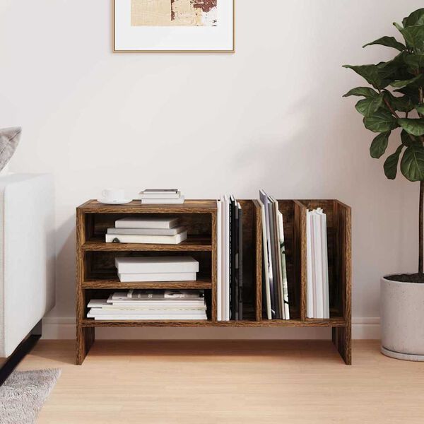 vidaXL Dulap pentru discuri de vinil Stejar fumuriu 78,5 x 35 x 45 cm