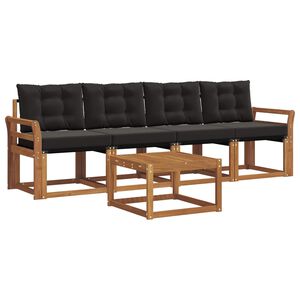 vidaXL Set de canapele de exterior cu pernă 5 pcs Natural și Negru