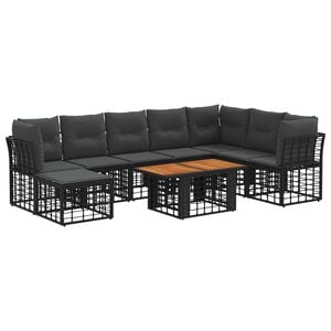 vidaXL Set de canapele pentru grădină 9 buc. Negru și gri &icirc;nchis