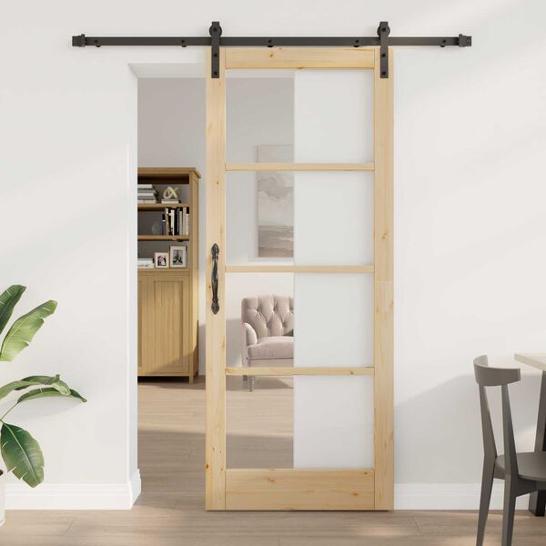 vidaXL Ușă glisantă ORKDAL Natural și Negru 86 x 211 cm