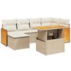 vidaXL Set canapele de grădină, 7 piese, cu perne, bej, poliratan