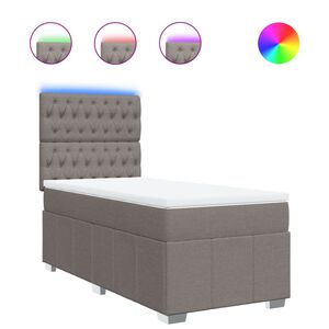 vidaXL Pat box spring cu saltea, gri taupe, 80x200 cm, textil