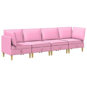 vidaXL Set de canapea modulară cu spațiu de stocare 4 pcs Roz Țesătură