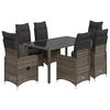 vidaXL Set bistro de grădină cu perne, 5 piese, gri, poliratan