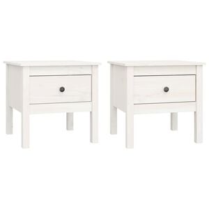 vidaXL Mese laterale, 2 buc., alb, 50x50x49 cm, lemn masiv de pin