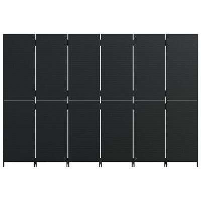 vidaXL Separator de cameră cu 6 panouri, negru, poliratan