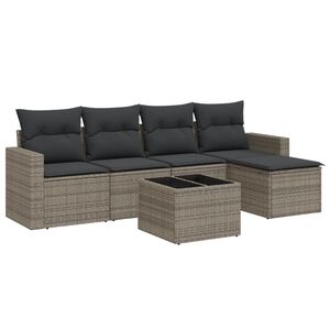 vidaXL Set mobilier grădină cu perne, 6 piese, gri, poliratan