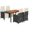 vidaXL Set mobilier de grădină cu perne, 5 piese, negru, poliratan
