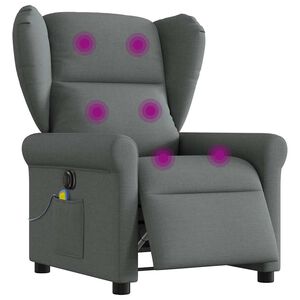 vidaXL Fotoliu electric de masaj rabatabil, gri &icirc;nchis, textil