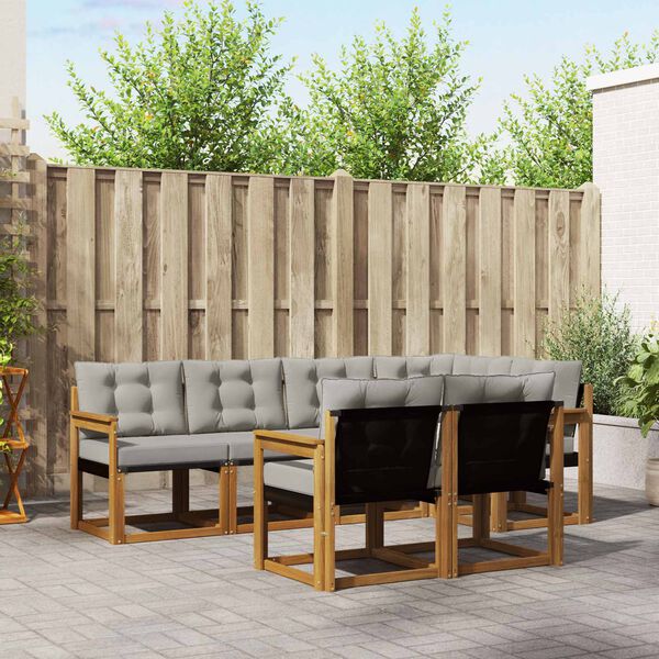 vidaXL Set de canapele de exterior 7 pcs Gri natural și deschis