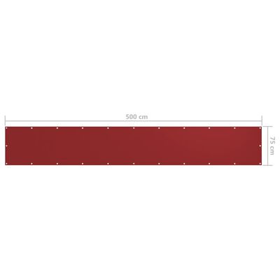 vidaXL Paravan de balcon, roșu, 75 x 500 cm, țesătură oxford