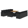 vidaXL Set de canapele pentru grădină cu pernă 11 pcs Negru poliratan