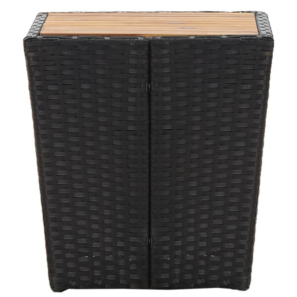 vidaXL Masă de ceai negru 41,5x41,5x43 cm poliratan lemn masiv acacia