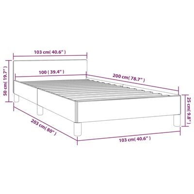 vidaXL Cadru de pat cu tăblie, gri închis, 100x200 cm, textil