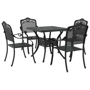 vidaXL Set masă de grădină 5 pcs Negru Aluminiu turnat