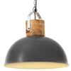 vidaXL Lampă suspendată industrială, gri, 42 cm lemn mango, E27 rotund