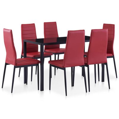 vidaXL Set mobilier de bucătărie, 7 piese, roșu vin