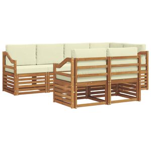 vidaXL Set canapea sectională cu pernă 7 pcs Natural și Crem