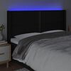vidaXL Tăblie de pat cu LED, negru, 183x16x118/128 cm, textil