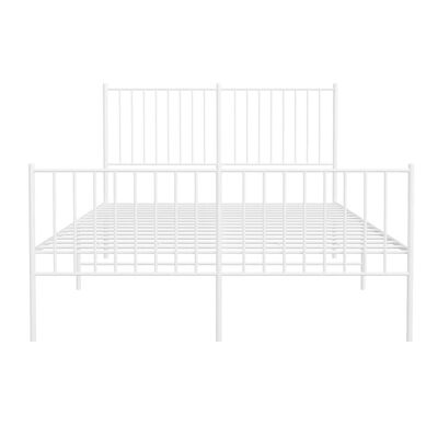 vidaXL Cadru de pat metalic cu tăblie, alb, 135x190 cm