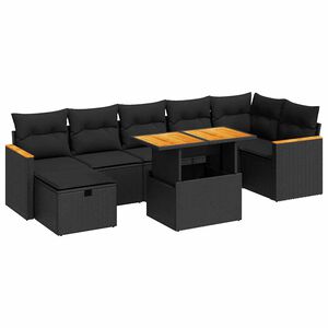 vidaXL Set mobilier de grădină cu perne, 5 piese, negru, poliratan