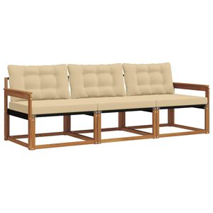 vidaXL Set de canapele de exterior cu pernă 3 pcs Natural și Bej