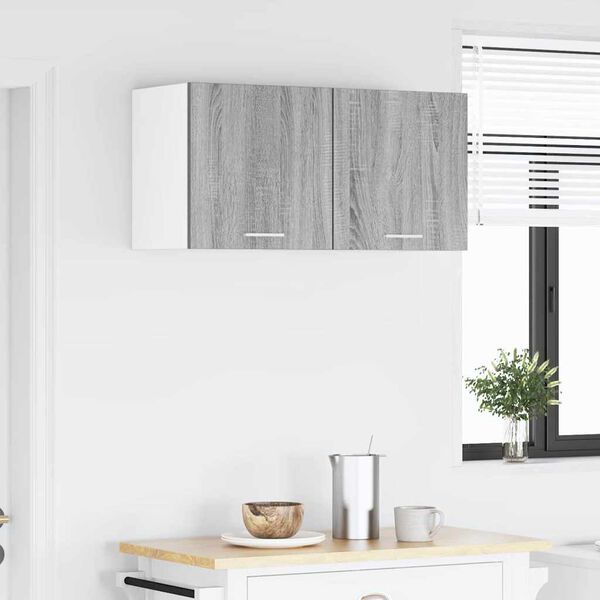 vidaXL Dulap suspendat Gri Sonoma și Alb 40 x 31 x 40 cm Lemn compozit