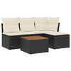 vidaXL Set mobilier de grădină cu perne, 5 piese, negru, poliratan