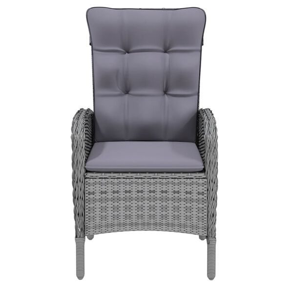 vidaXL Set mobilier grădină, 5 piese, gri, poliratan și sticlă