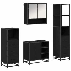 vidaXL Set de mobilier pentru baie 4 pcs Stejar Negru Lemn compozit