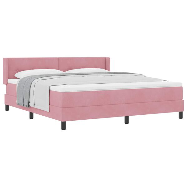 vidaXL Pat cu arcuri cu saltea cu headboard Roz 200 x 180 cm Catifea