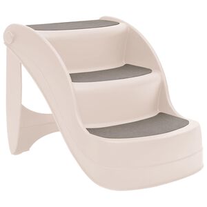 vidaXL Scări pliabile pentru c&acirc;ini &icirc;n 3 trepte crem 50x38x38cm plastic