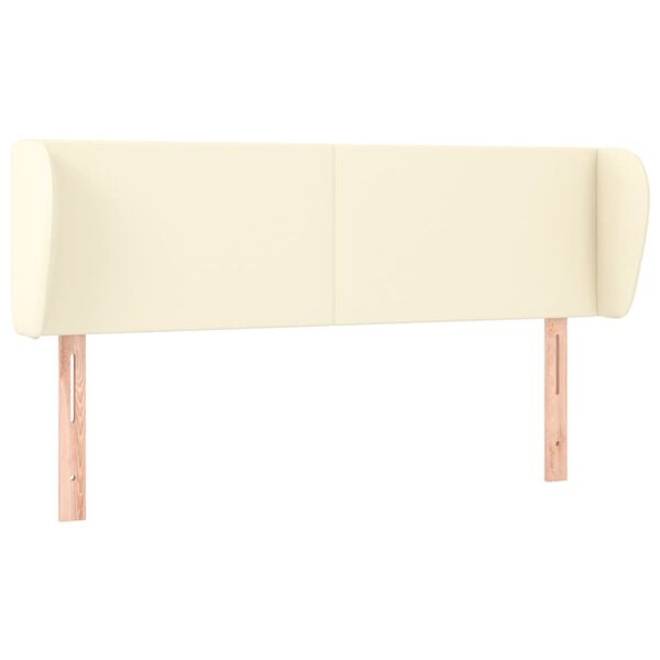 vidaXL Tăblie de pat cu aripioare crem 147x23x78/88 cm piele ecologică
