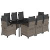 vidaXL Set mobilier grădină cu perne, 9 piese, gri, poliratan