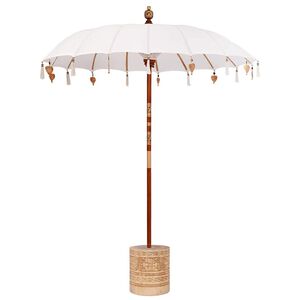 vidaXL Umbrela balineză cu bază 250 Crem și natural 190 x 190 x 250 cm