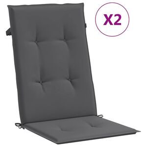 vidaXL Perne scaun cu spătar &icirc;nalt, 2 buc. antracit 120x50x2 cm textil