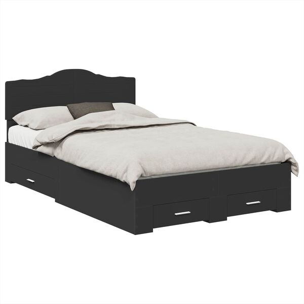 vidaXL Cadru de pat cu headboard Negru 120 x 200 cm Lemn compozit
