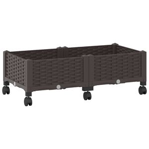 vidaXL Ghiveci de grădină cu roți Maro 80 x 40 x 29 cm PP