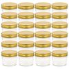 vidaXL Borcane din sticlă pentru gem cu capac auriu 24 buc. 110 ml