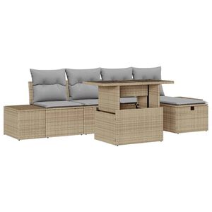 vidaXL Set de canapele pentru grădină 6 pcs Bej Rattan poli