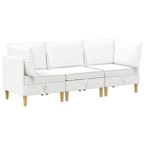vidaXL Set de canapea modulară cu spațiu de stocare 3 pcs Alb Țesătură