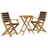 vidaXL Set mobilier bistro, 3 piese, negru, polipropilenă lemn masiv