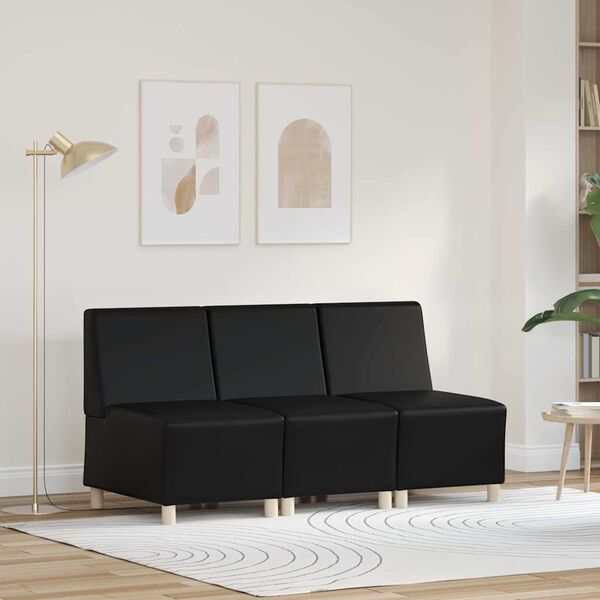 vidaXL Unitate Sofa Modulară Fără Brațe 3 pcs Negru 55 x 74 x 82 cm