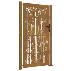 vidaXL Poartă de grădină 100x200 cm, oțel corten, design bambus